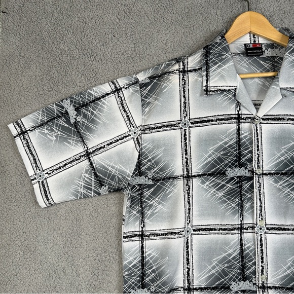 South Pole Shirt Mens Size XL Gray Loose Baggy Button Down Loop Collar Vintage - Picture 8 of 16